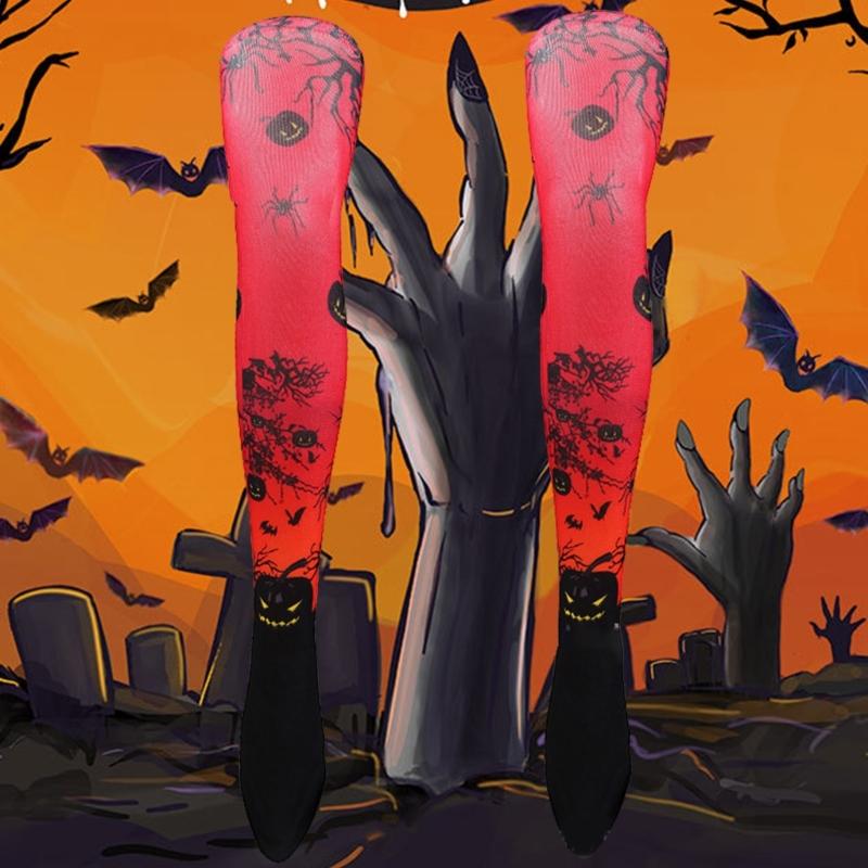 1 Pair Halloween Stockings Thigh High Long Stockings Over Knee Socks Bat Socks Cosplay Festival Stockings for Women Girl