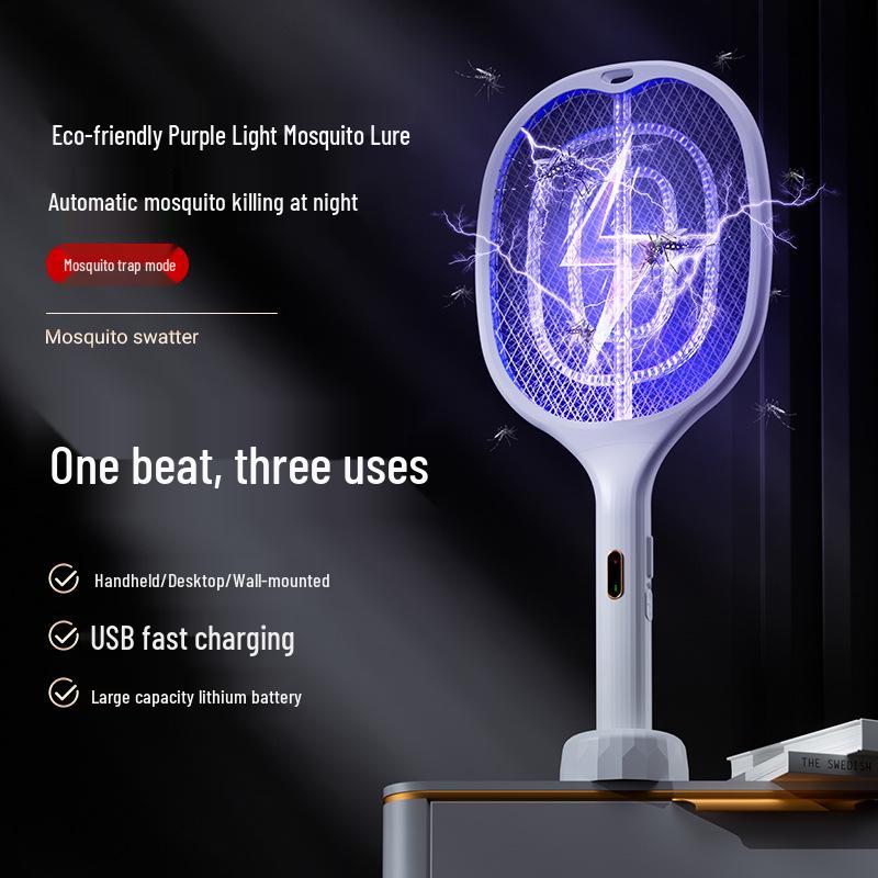 Rechargeable 3-in-1 Electric Mosquito Swatter & Lamp - Multi-functional Household Mosquito Killer