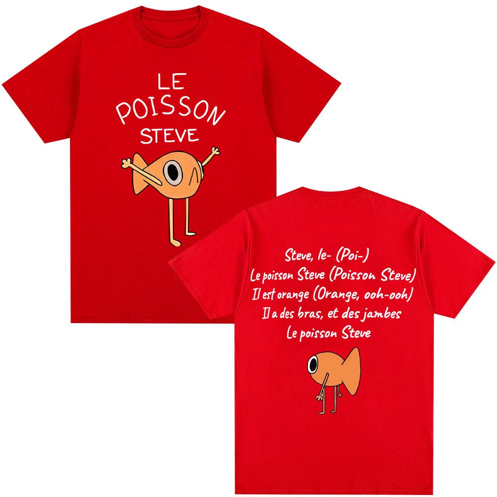 Le Poisson Steve Funny Golden Fish Meme Tshirt Men Women Fashion Harajuku Humor Short Sleeve Oversized Cotton Casual T Shirts S