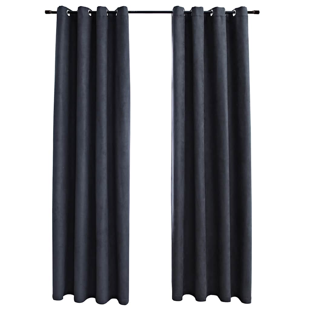 Vidaxl Blackout Curtains with Metal Eyelets, 2 Pcs., Anthracite