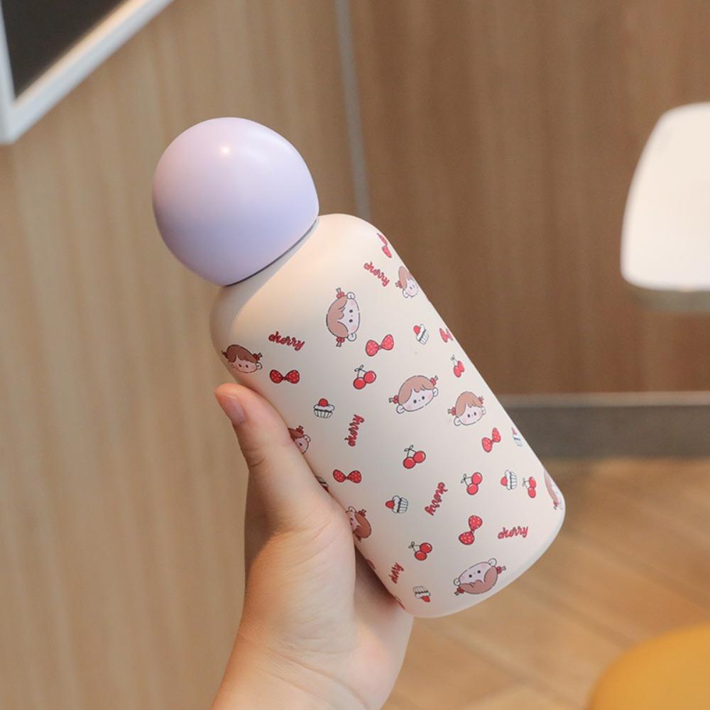 Double Wall Insulated Bottle Spherical Lid Vacuum Cup Ins Style Thermos Cup  Kids