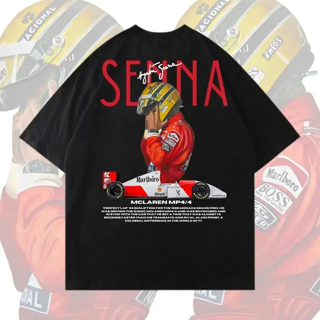 T-shirt Grafiche Formula 1 Ayrton Senna T-shirt da Palestra Uomo Donna Abbigliamento Y2k Liam Payne Stile Retro Top Estivi Magliette