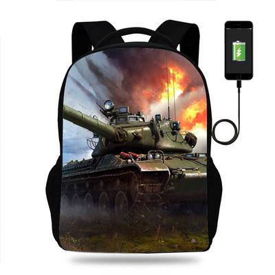 Teenager-Rucksack mit USB-Anschluss Schultaschen für Jungen Mode Nylon Große Kapazität Schulrucksack mit