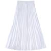 Ur Summer New Style White Silk Satin Pleated Skirt