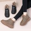 Fashion Snow Boots Cotton Shoes Women's Leather Bean Shoes In Winter New Soft Sole with Velvet Thickening Warm