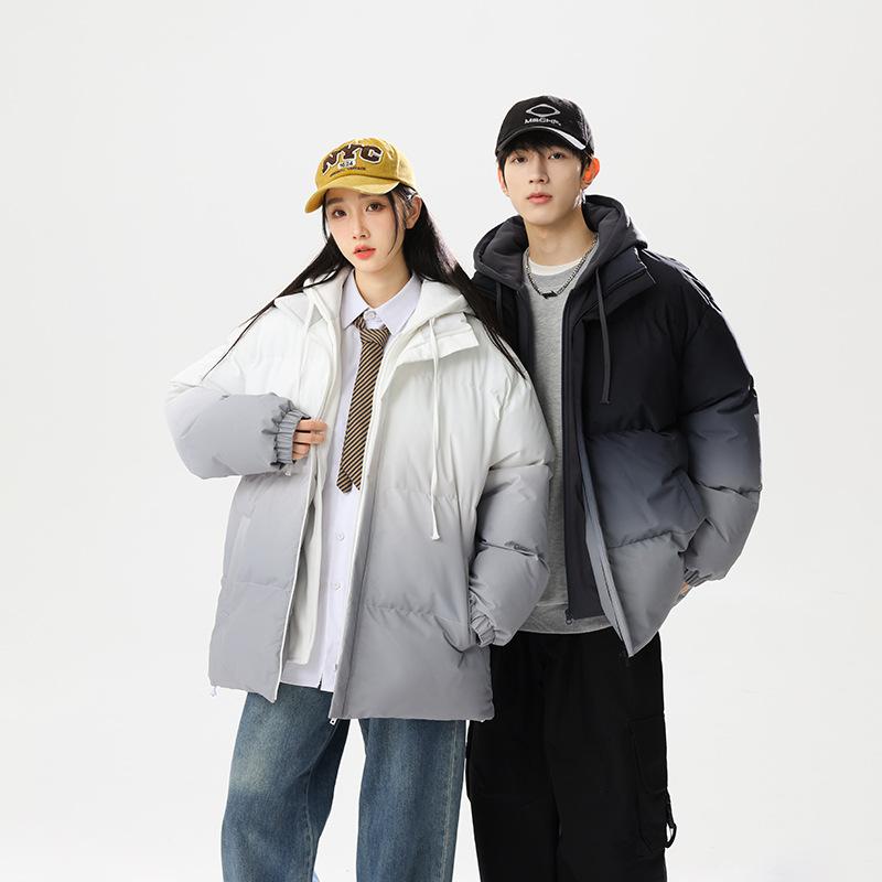 Men's Winter New Fashionable Fake Two-piece Hooded Couple's Cotton Coat Thickened and Warm Teenagers Casual Cotton Coat