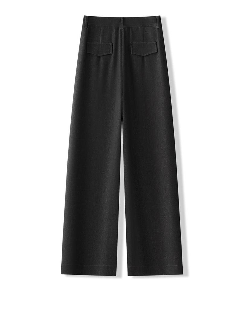 High-Waisted Wide-Leg Denim-Finish Women's Pants - Slimming, Loose, Spring/Summer 2025 Style