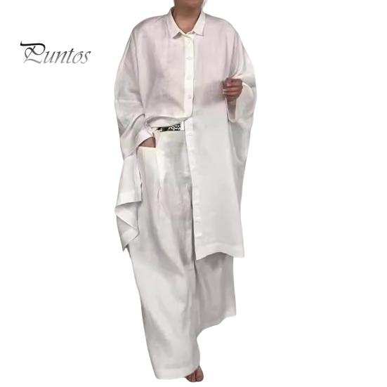 

2 шт./компл., осенне-весенняя женская рубашка и брюки, комплект, блузка на пуговицах с длинными рукавами и лацканами с нагрудным карманом, эластичные брюки на талии, OL для поездок на работу, спорт XXXL белый