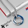 Stylish Titanium Steel Triple-Ring Pendant Necklace for Men and Women - Hip-Hop Inspired Sweater Chain Accessory