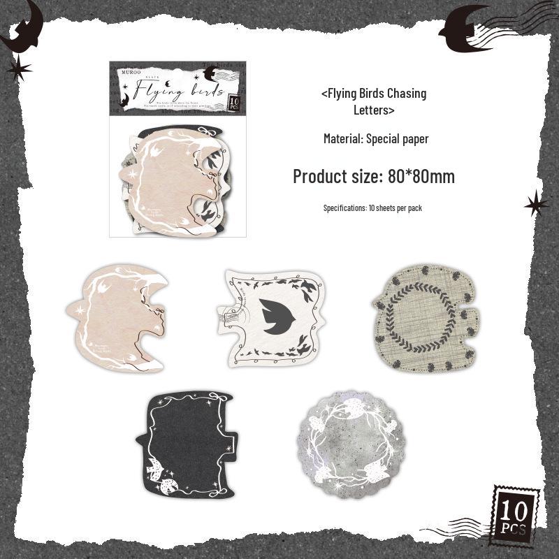 Mu Ran Retro Light Journal Sticky Notes: Non-Adhesive Letterpress Collage Stickers, Square Inch Ridge Shadow Design.