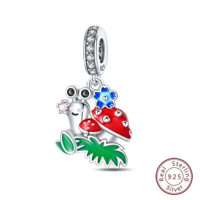 Copper Flowers Butterfly Creative Garden Mushroom Snail Charms Beads Fit Original Bracelets Diy Jewelry