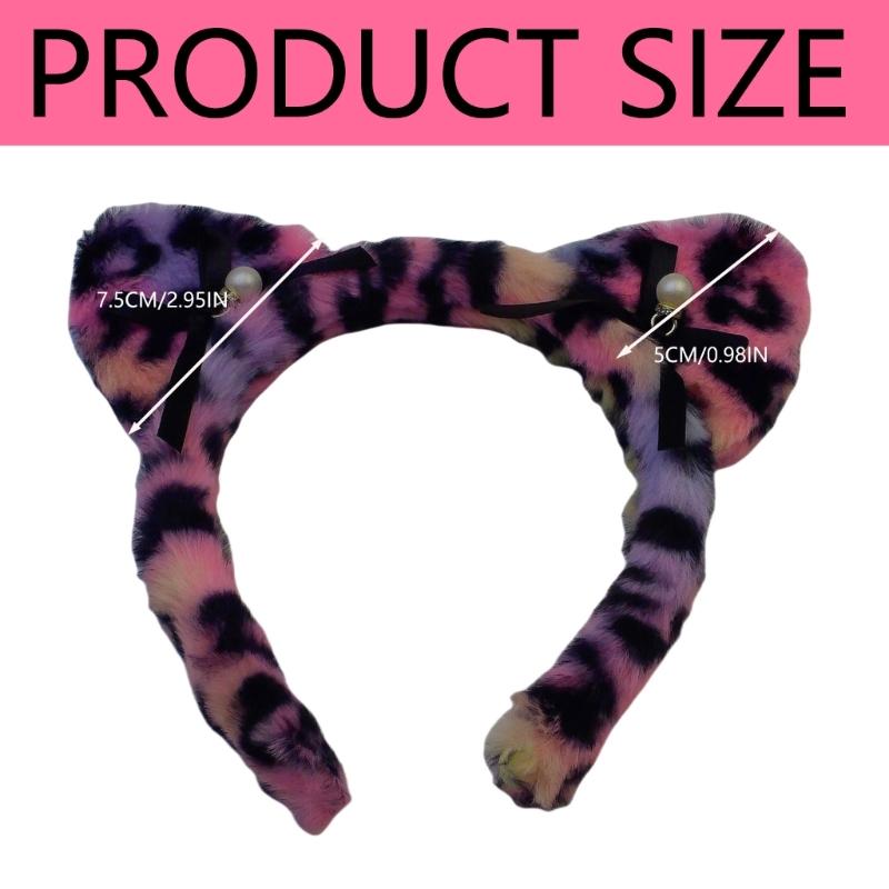 Faixa de Cabelo com Orelhas de Gato Estampa de Leopardo para Mulheres e Meninas Fantasia Aro de Cabelo Festival de Música Festa de Feriado Adereços de Maquiagem Faixa de Cabelo