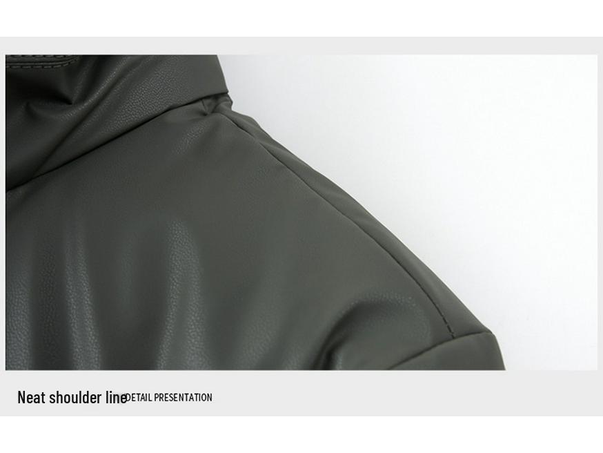 Men's Thickened Genuine Leather Down Jacket - Plus Size, Middle-Aged & Elderly, Winter Turn-Down Collar Outerwear, Loose Fit
