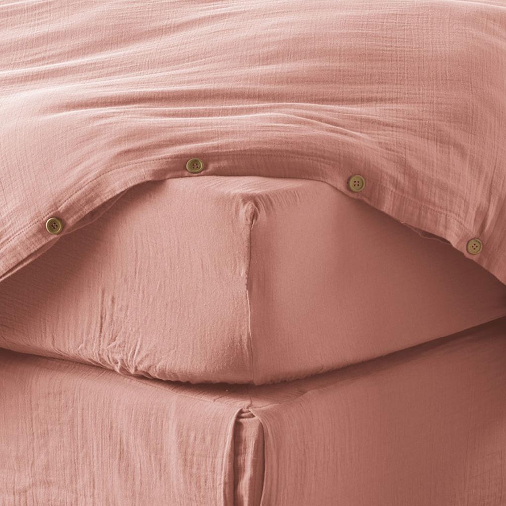 Prostěradlo 160x200 cm z bavlněné gázy růžové