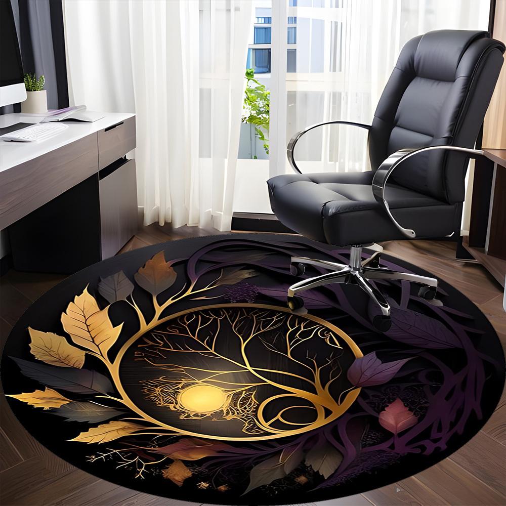 1 Stück Goldener Baum des Lebens Stuhlteppich für das Büro, Weiche bequeme Matte für Büro, Wohnzimmer, Schlafzimmer, Maschinenwaschbarer Teppich yy251112169