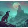 Wolf and Castle Tapestry  Unique Fantasy Design for Home Decor  Adds Mystery and Charm and Elegance To Any Room