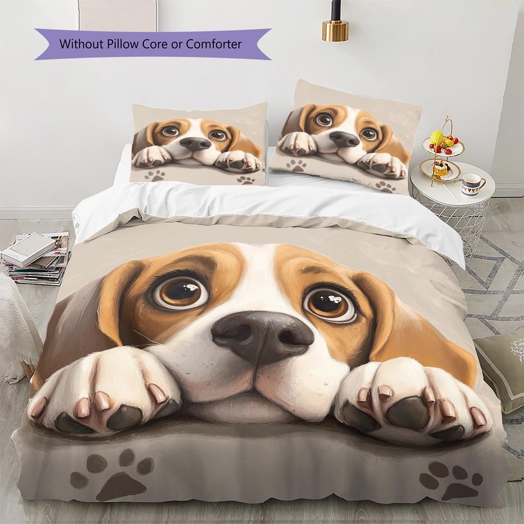 Beagle Pattern Bedding Home Decoration Birthday Gift (1 * Duvet Cover + 2 * Pillowcase, Without Core)