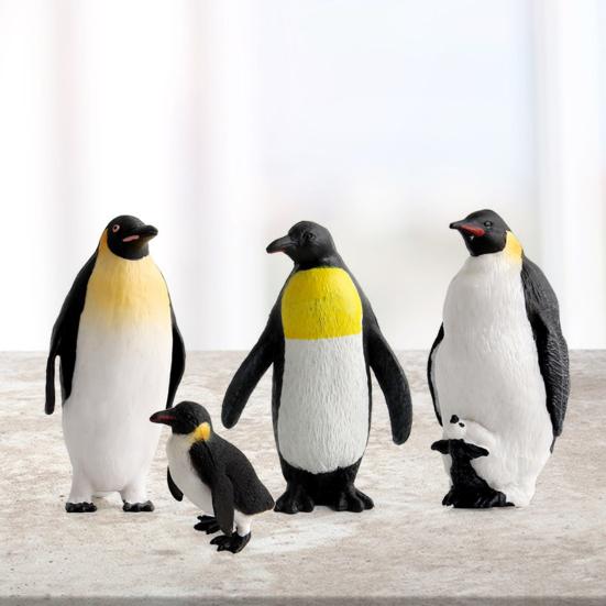 Penguin Figurine Smell-less Solid PVC Realistic Penguin  Figure for Home