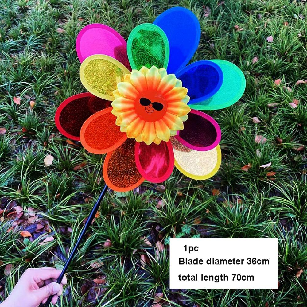 Multistyles Sunflower Windmill Stake Standing Lawn Flower Pinwheel  Outdoor Party Picnic Decor
