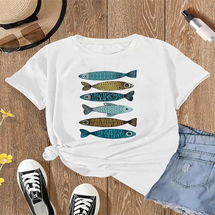 

Spot Women s Summer T-Shirt Printed Fashion Casual Cute Short Sleeve Women s Eye Printed Short Sleeve T-Shirt M белый