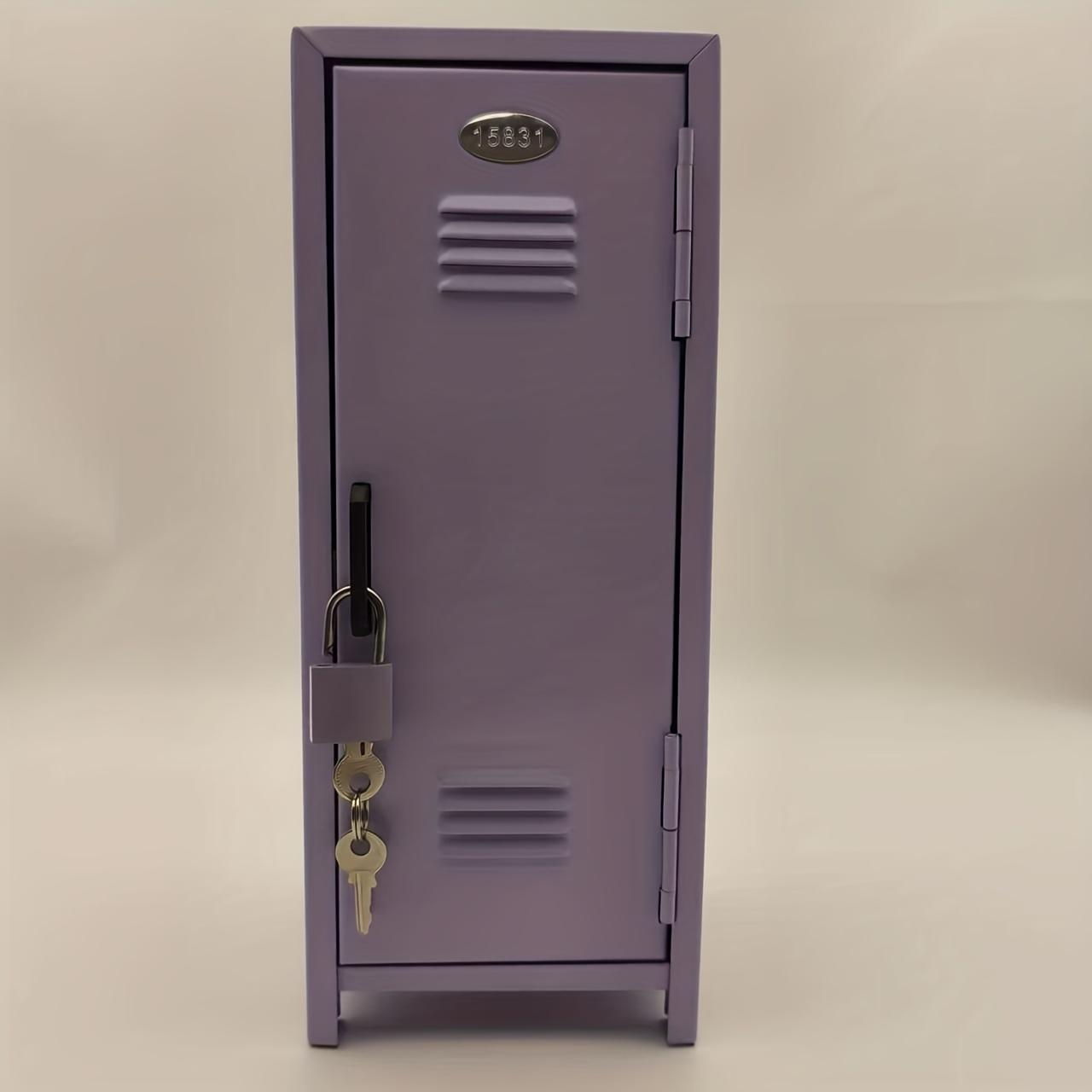 12pc Kawaii Metal Storage Cabinet with Key Lock Mini Safe Desktop Organizer Pink Purple Blue Metal Mini Safe Table Decoration фиолетовый 12840₽