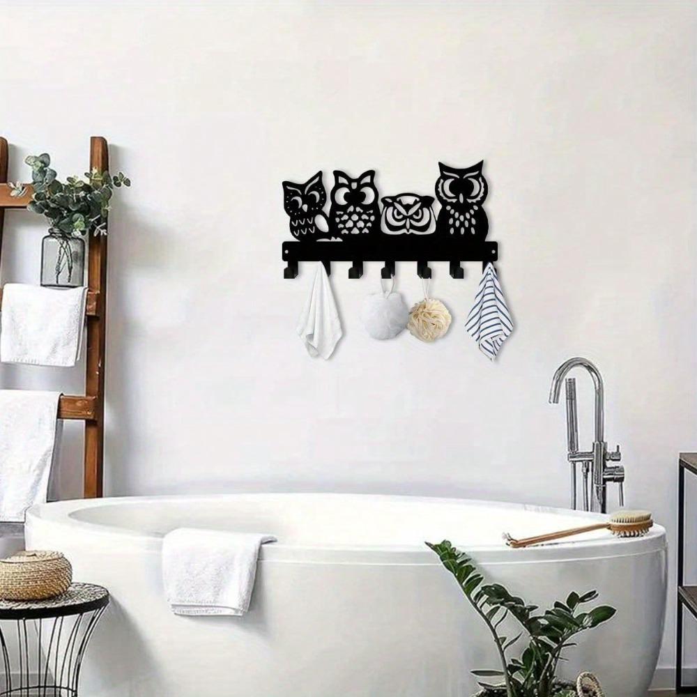 Owl Shaped Key Holder Wall Hook, 24.9cm Metal Coat Hat Hook for Hallway Office Kitchen Bathroom Indoor Decor