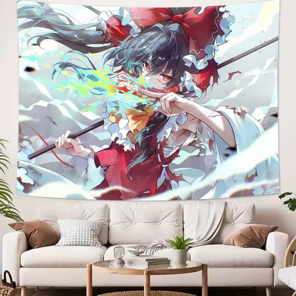 Kawaii Anime Girl Touhou Printed Tapestry Wall Hanging Cute Cartoon Style Fantasy Background Home Decoration