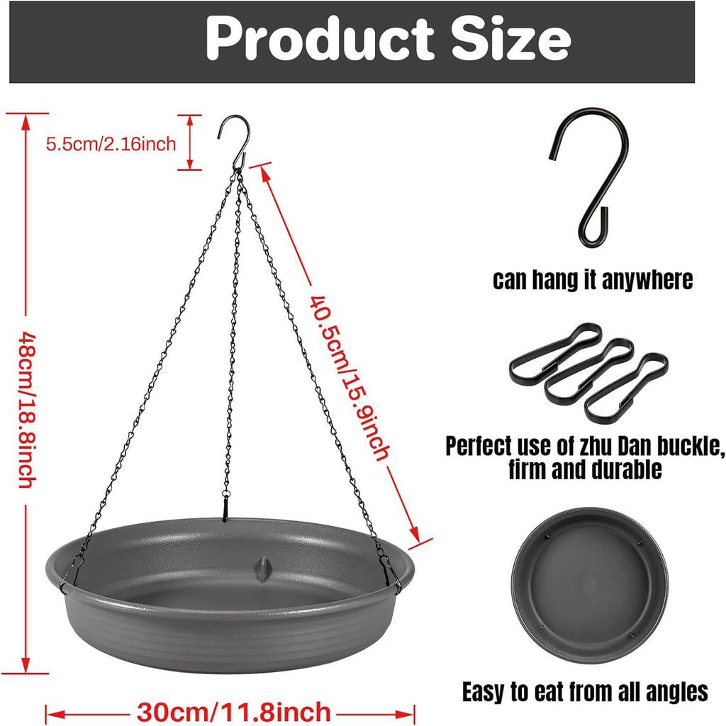 Outdoor Decorative Hanging Bird Feeder and Bird Bath Pendant for Garden and Balcony