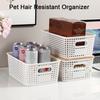 Scatola portaoggetti con coperchio Intreccio in Rattan Sintetico Organizer da scrivania Cesto portaoggetti multiuso per telecomandi, cosmetici e snack