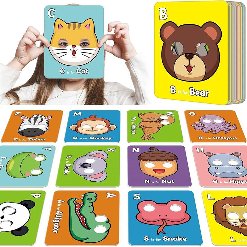 Alphabet Flash Cards,Giant Abc Animal Flash Cards For Toddler 3-5,26 Lowercase And Uppercase Letter Cards