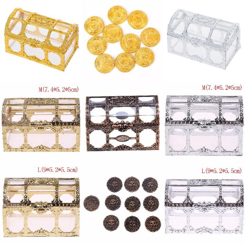 Clear Box Storage Box Transparent Pirate Anime Coins Designed For Pirate Crystal Gem Treasure Box Toy Figures great for daily use