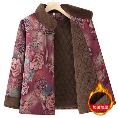 Elderly Man Velvet Cotton-padded Jacket Thickened Cotton-padded Jacket Winter Jacket Stand-up Collar Warm Clothing Wife Cotton-padded Jacket