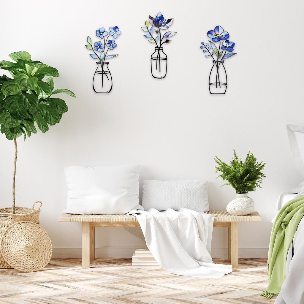 Metal Flowers Wall Decor Home Decor Metal Wall Art Decor Decorations for Living Room Porch Bedroom Decoration Christmas Gifts