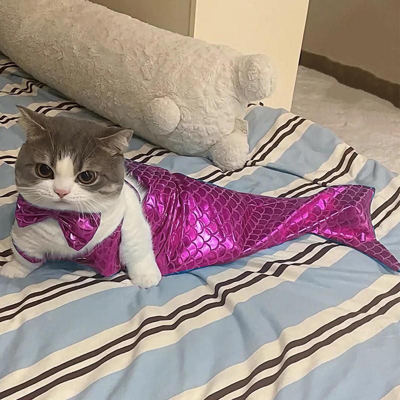 Cat Mermaid Costume Mermaid Tail Clothes Sequin Mermaid Dress Cat Dog Outfit Soft Funny Pet Costumes Fishtail Clothes Unique Sea