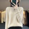 Women's Round Neck Wool Knit Sweater - Simple, Versatile, Long Sleeve Base Layer