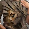 Vintage African Woman 3D Print T-Shirt for Women Retro Art Graphic Tee Casual Crew Neck Short Sleeve Summer Top Plus Size Tees