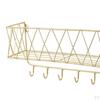 Bathroom Shelf, Kitchen Wall Spice Shelf with 6 Hooks & Rod Letter Tray