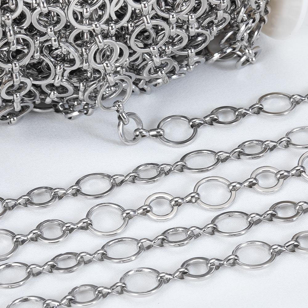 1meter Flat Geometric Heart Round Square Design Necklaces Chain Stainless Steel Link Chains DIY Bracelets Jewelry Making Chains