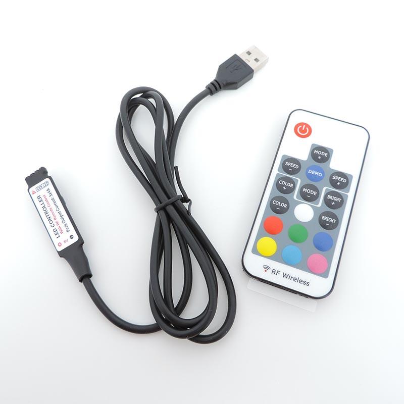 USB port 5V mini 3key mini  17key 24key 4Pin RGB LED strip light RF Controller Control Dimmer for 5050 3528 2835 Strip Lights