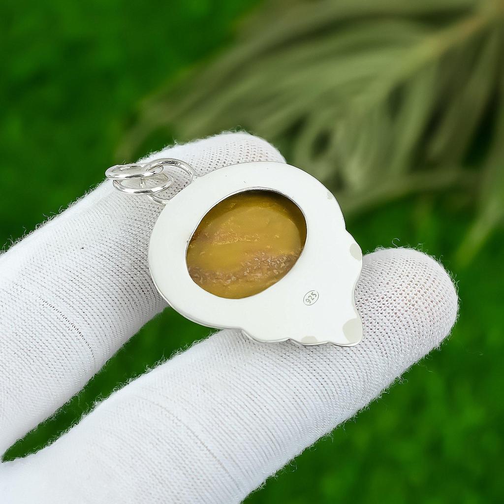 Gift For Her 925 Sterling Silver Natural Ocean Jasper Gemstone Jewelry Pendant
