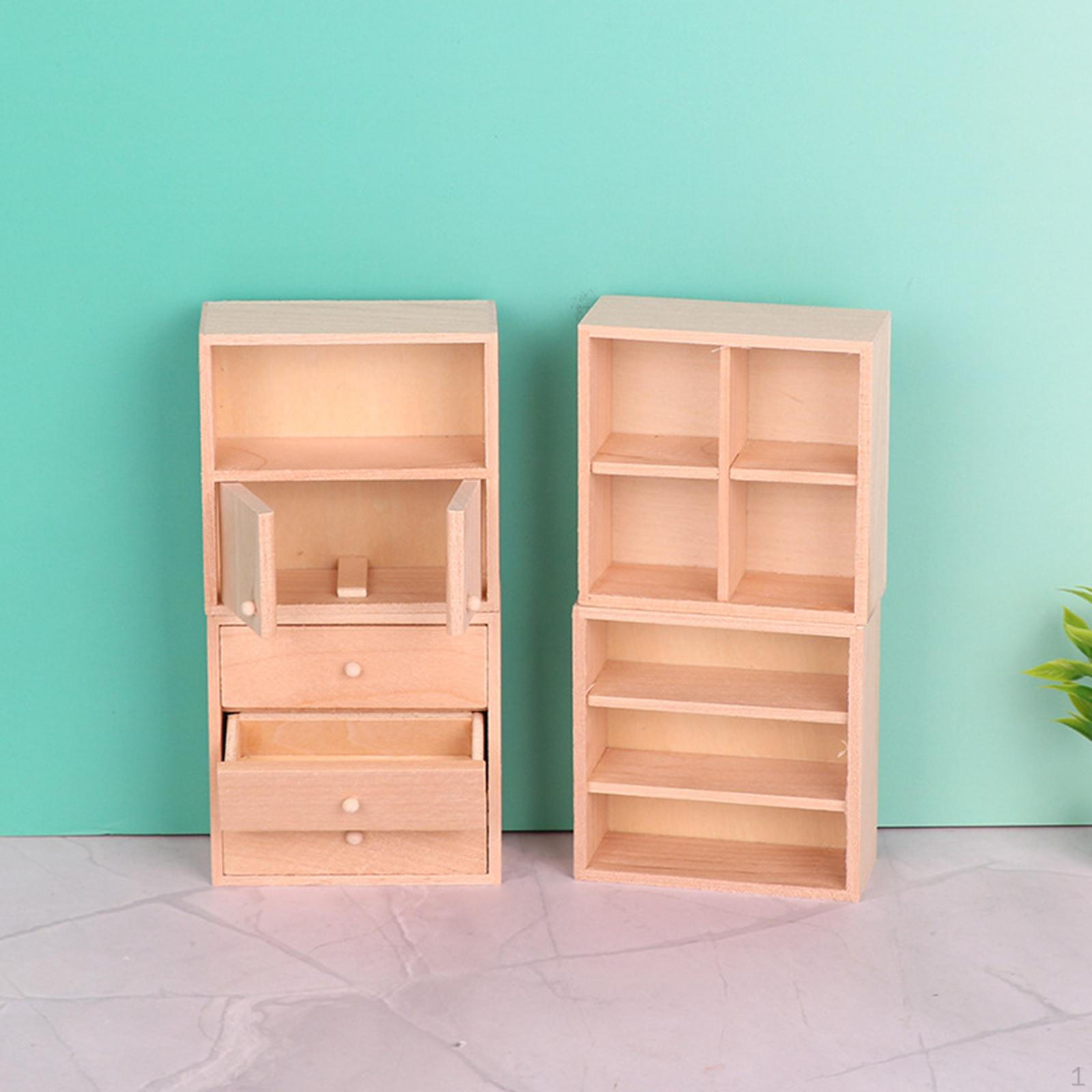 

4 Pieces 1/12 Dollhouse Miniature Cabinets Furniture Toys Supplies Display Shelf