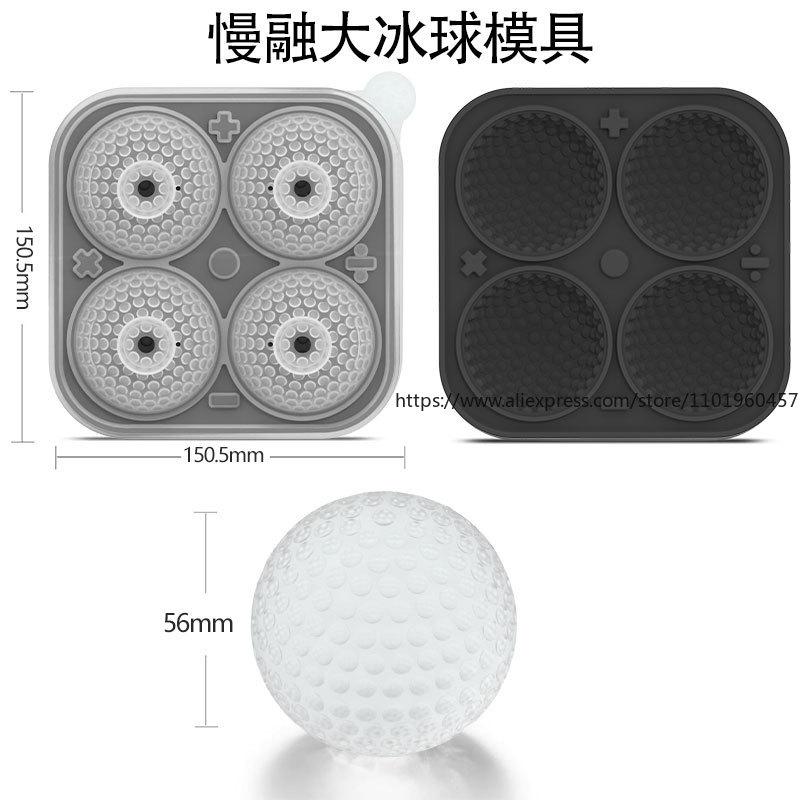 Bac à Glaçons Forme de Golf 4 Glaçons Sphériques Moule à Glaçons Sphériques pour Whisky Bac à Glaçons Sphériques avec Entonnoir Plateau en Silicone