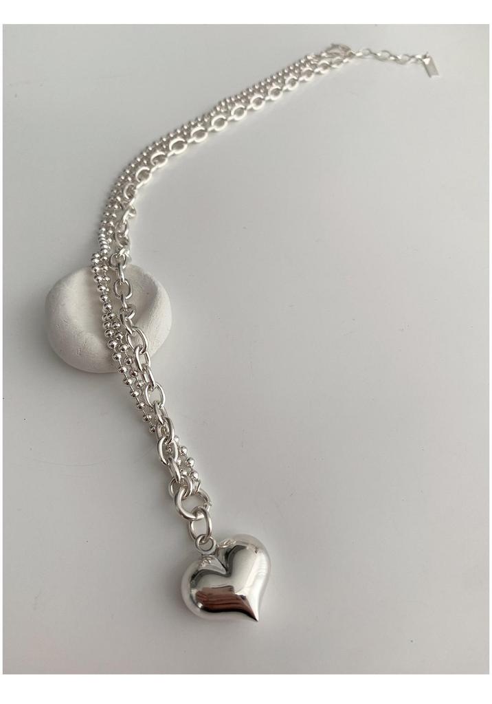 Korean Inspired Sweetheart Double Layer Necklace - Retro Peach Heart Clavicle and Creative Sweater Chain for Women
