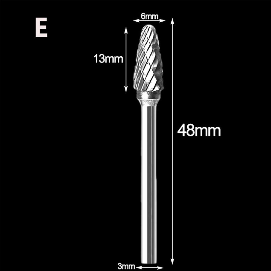 10pcs 1/8" Tungsten Carbide Burr Rotary Drill Bits Tools Cutter Files Set Shank