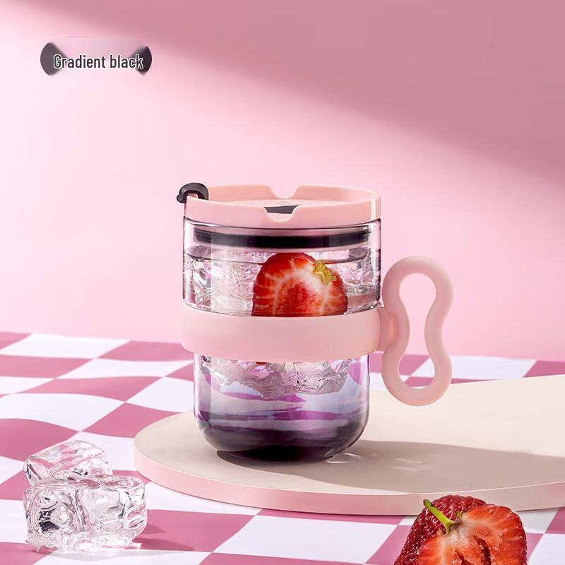 Shengye Contrast Color 440ML Glass Handle Mug with Lid