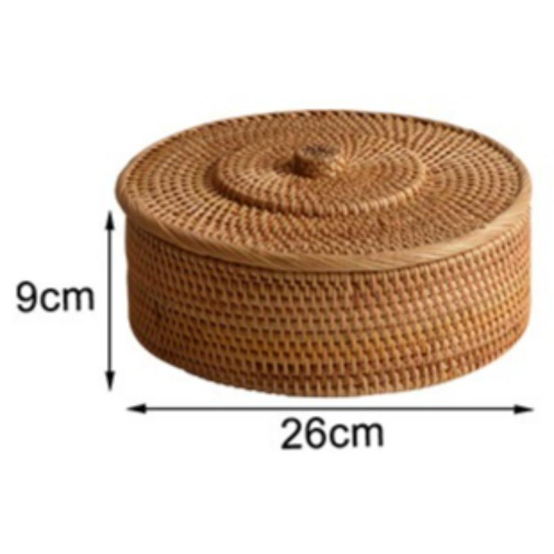 Rattan Storage Box Woven Organizer Boxes Multifunctional Organizing Case Luxury Round Food Cases with Lid Organizers Furniture 5840₽