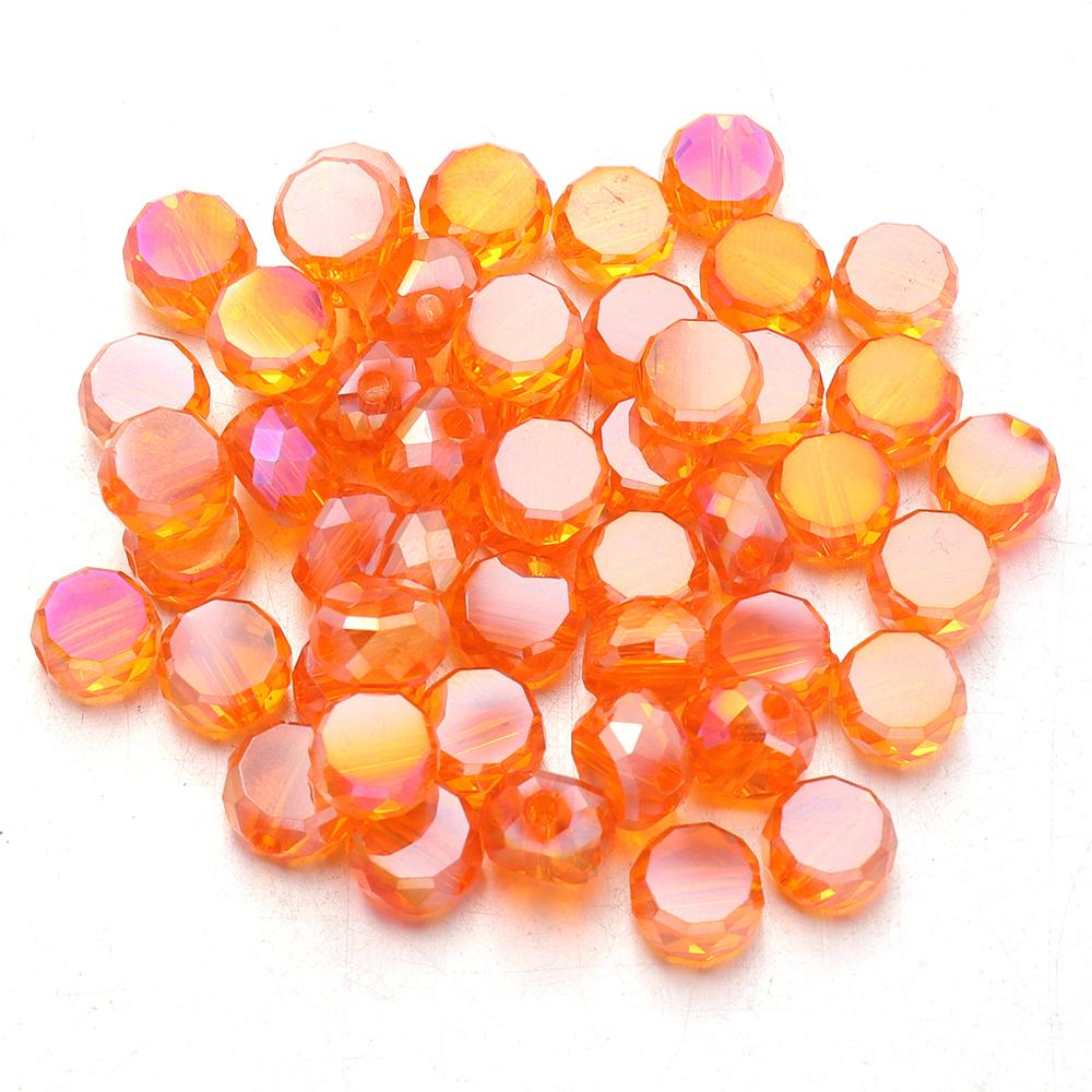 30Pcs Flat Round Faceted Crystal Beads Colorful Glass Beads Loose Spacer Beads For Jewelry Making DIY Bracelet Necklace Crafts