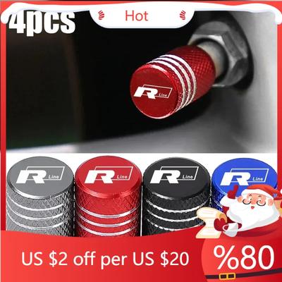 2026 Nouveau Pour VW VOLKSWAGEN pour Volkswagen VW 4 Pièces Jantes de Roue de Voiture Bouchons de Valve de Pneu ligne R GOLF POLO Jetta GTI Touran GTE Auto