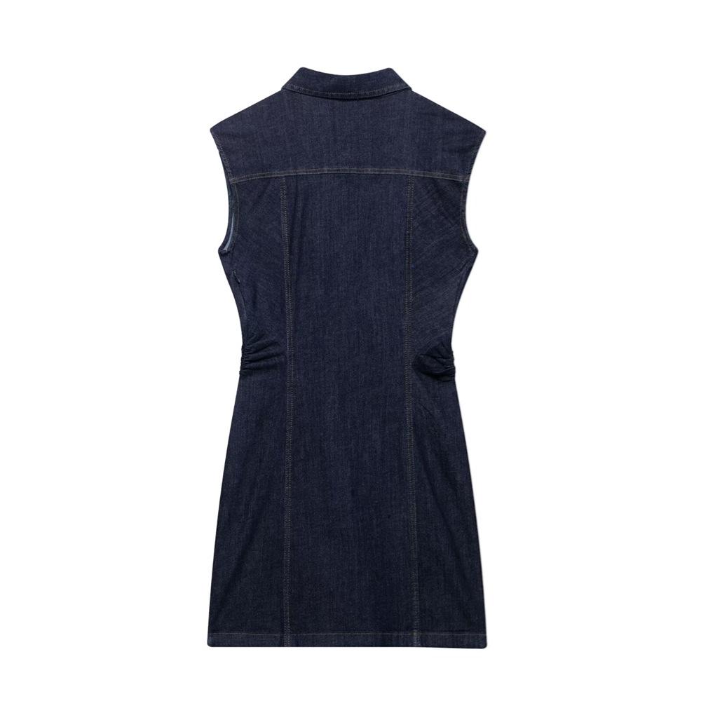 2025 Spring/Summer Women's Elegant Sleeveless Lapel Dress - Slim Fit