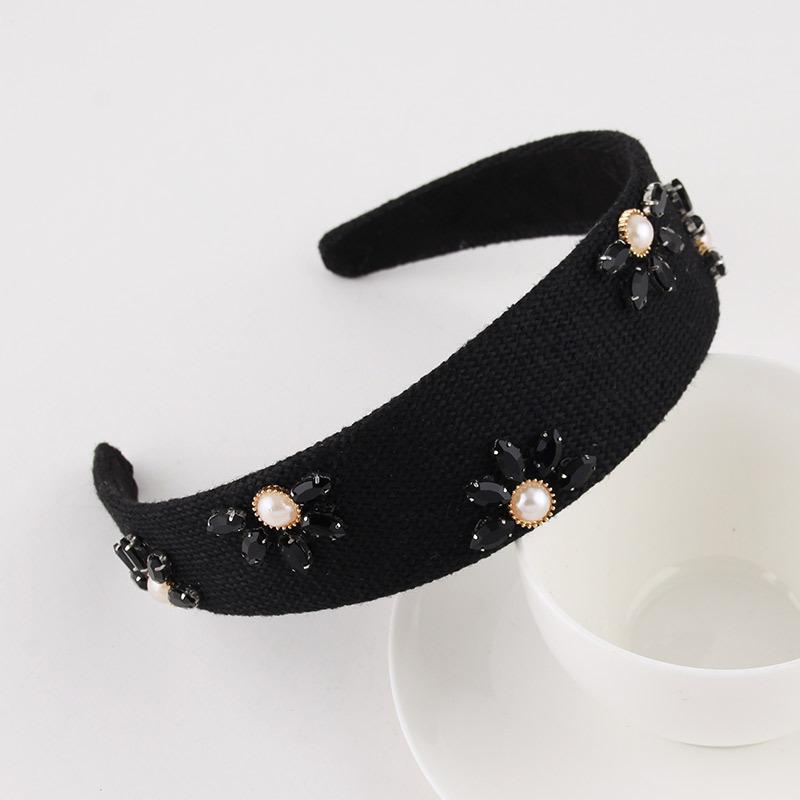 Ladies Fashion Flower Pearl Rhinestone Headband Wide Hairhoop Hair Accessories for Women Elegant Hair Jewelry Tiara Hairbands